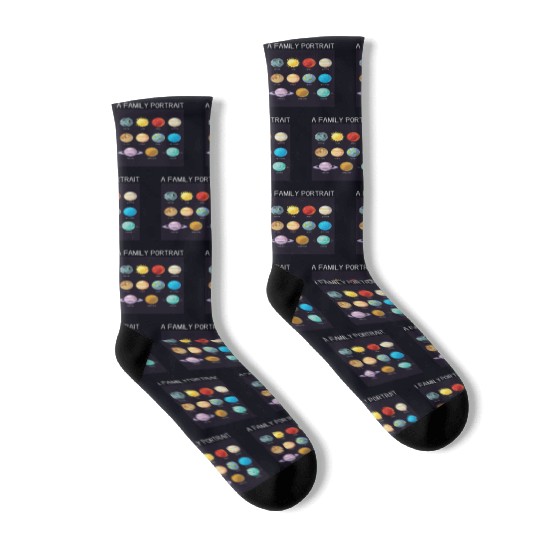 Outer Space Nerd Solar System Planets Sun Moon Socks