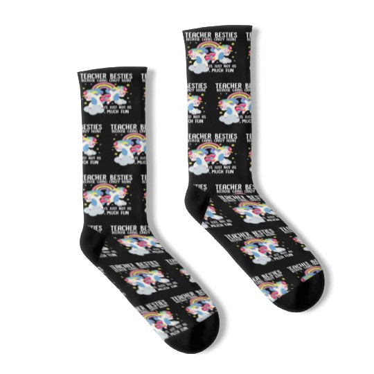 Funny Teacher Besties Goin Crazy Preschool Teacher Socks
