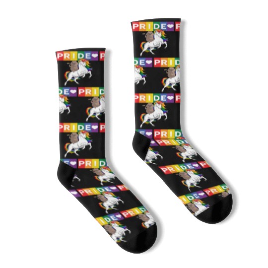 LGBT Gay Pride Wombat Riding Rainbow Unicorn Socks