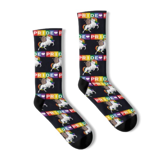 LGBT Gay Pride Wombat Riding Rainbow Unicorn Socks
