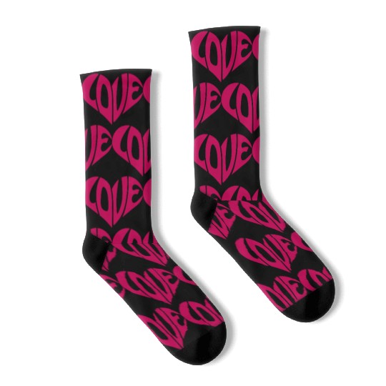 Heart, Love Heart, Typography Socks