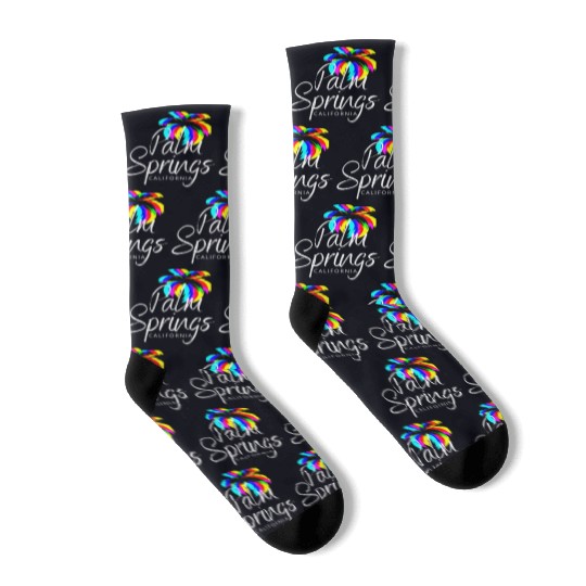 Palm Springs Neon Tree (White) Socks