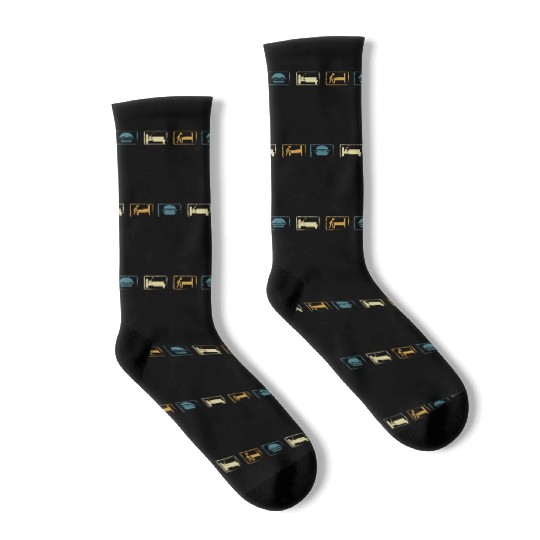 Retro Pinball Eat Sleep Pinball Socks