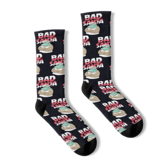 Bad Santa Claus Christmas Tattoo Socks