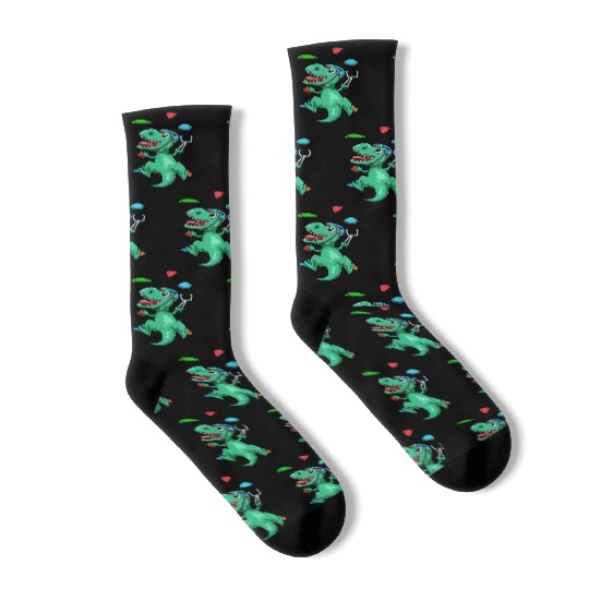 Funny T-Rex Bouldering and Rock Climbing Gift Socks