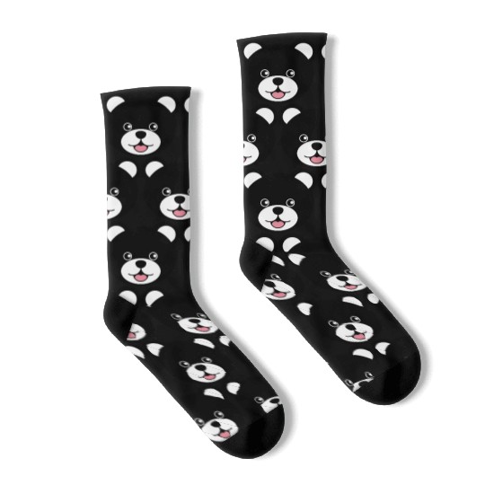 Cute Black Teddy Bear Face Socks