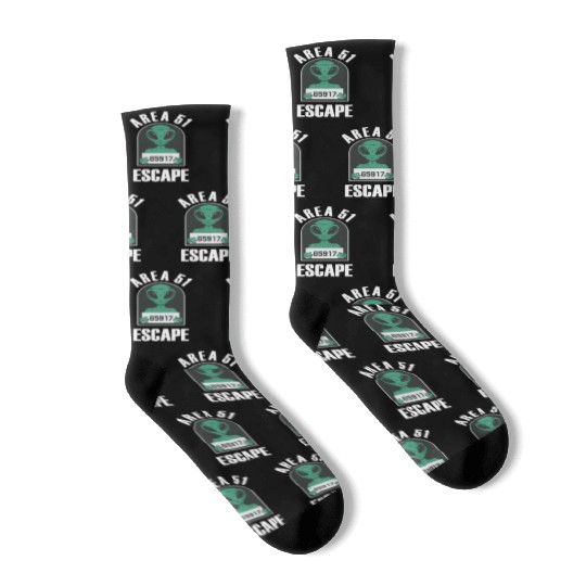 Area 51 Alien Mug Shot Escape Science Fiction Socks