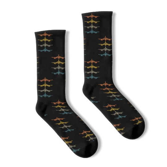 Retro F-4 Phantom Fighter Jet Vintage F4 Airplane Socks