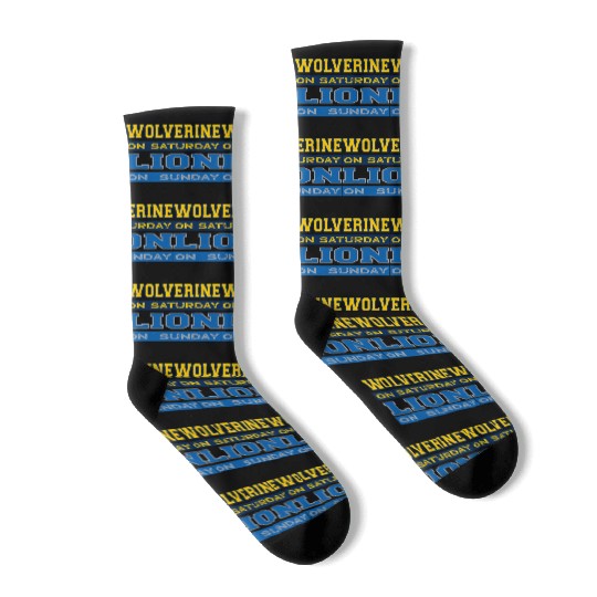Wolverine on Saturday Lion on Sunday Detroit Socks