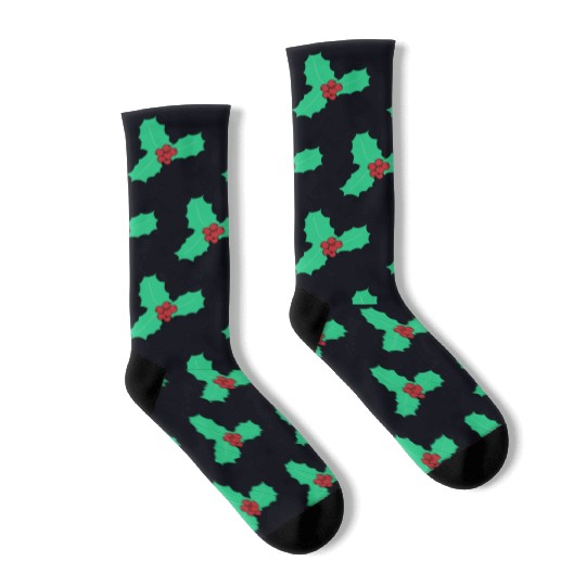 christmas holly red and green gift idea Socks