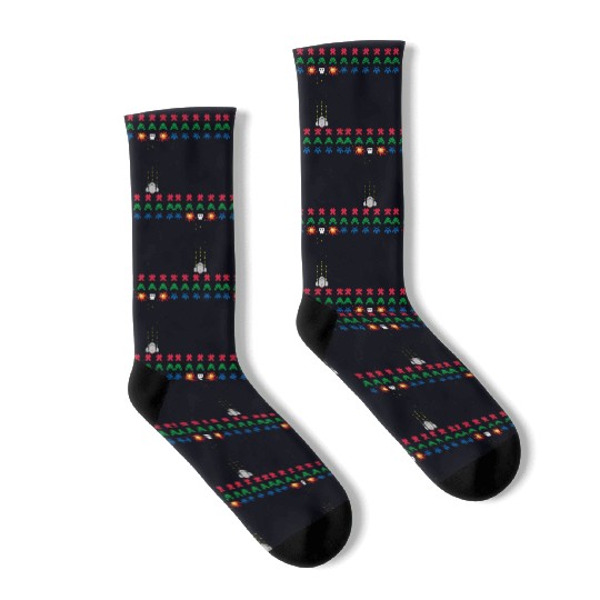 Space Invader 8 bits old school game Socks
