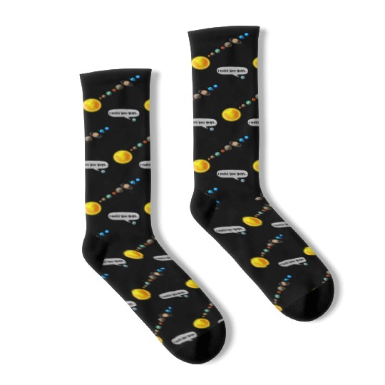 Funny Pluto and Solar System Space Science Gift Socks