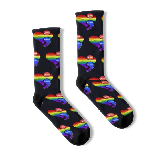 Rainbow Heart Semicolon You Matter Socks