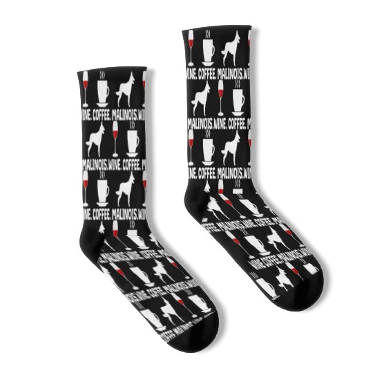 Belgian Malinois Wine Coffee Gift for Mom Socks