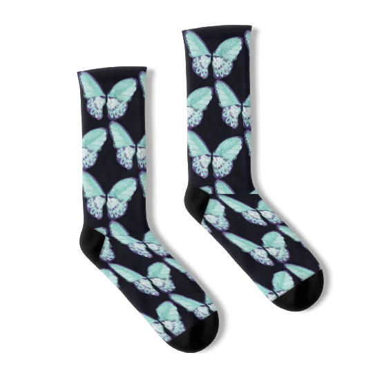 Light Green Butterfly Socks