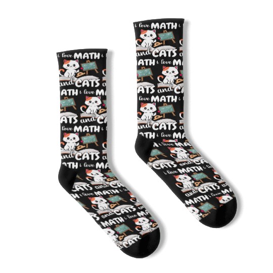I Love Math And Cats Mathematics Socks