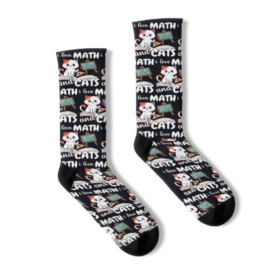 I Love Math And Cats Mathematics Socks