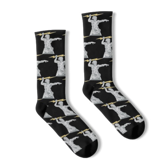 Greek mythology Zeus lightning bolt silhouette Socks