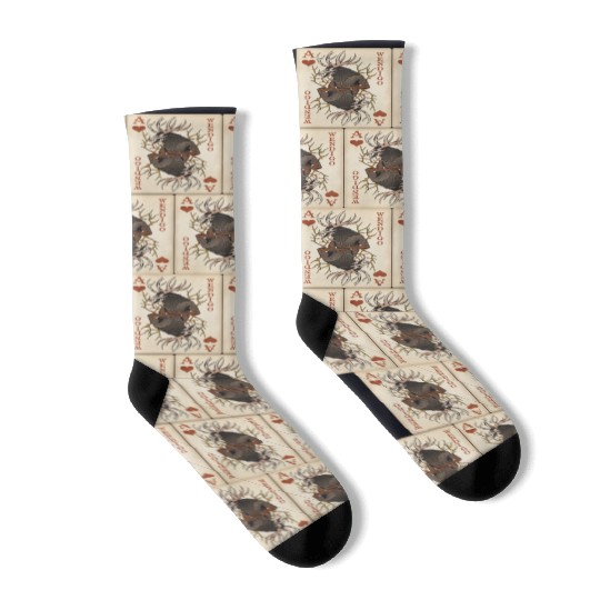 Wendigo Playing Card - Ace of Hearts Cryptid Art Socks