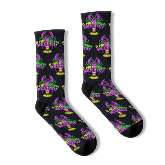 Funny Lobster Mardi Gras Socks