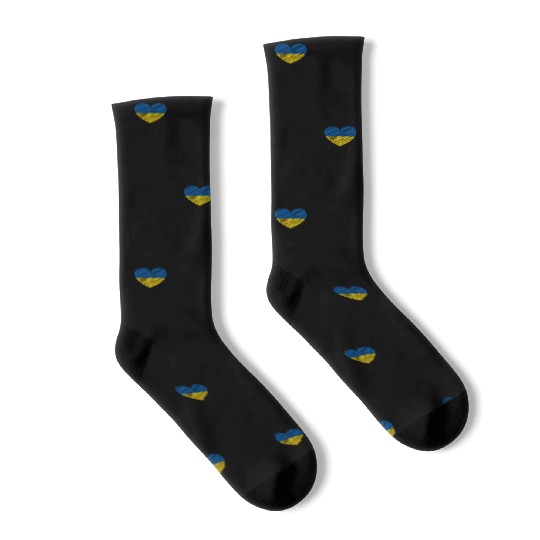 I Stand With Ukraine Ukrainian Heart Flag Socks