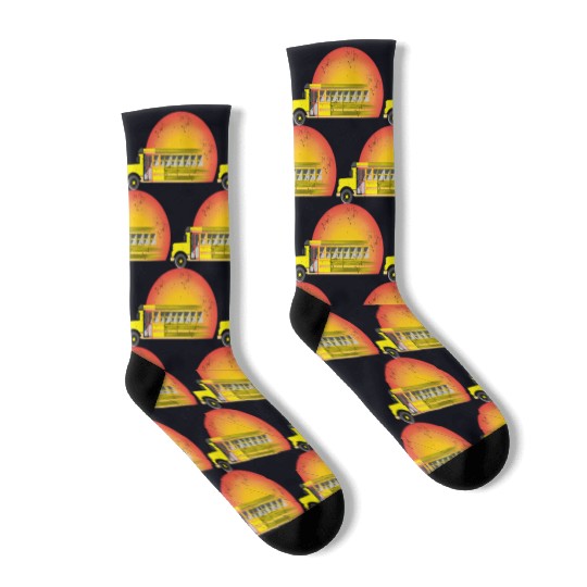 Retro Sunset School Bus Driver Socks