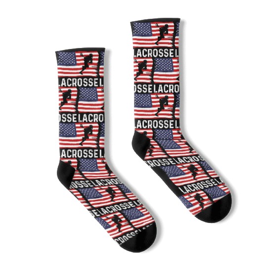 Lacrosse American Flag USA 4th Of July Socks