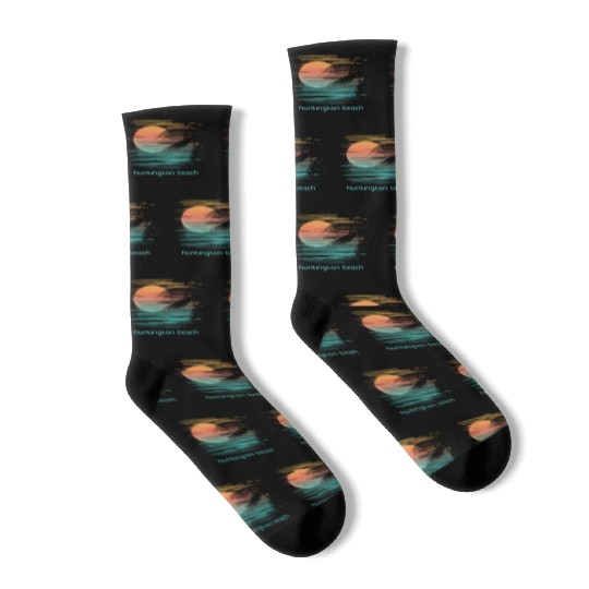 Artistic Huntington Beach California Palm Tree Socks