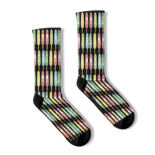 Colorful ICE CREAM STICKS with SUMMER Word Socks