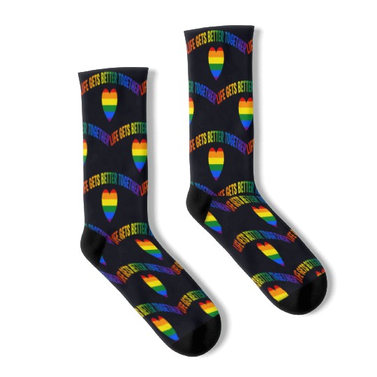 Life Gets Better Together Socks LGBTQ Gay Pride