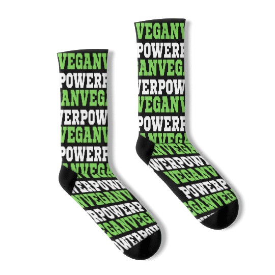 VEGAN POWER (Green & White letters) Socks
