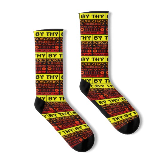 Revelation 18:23 By thy Sorceries Vintage Sunset Socks