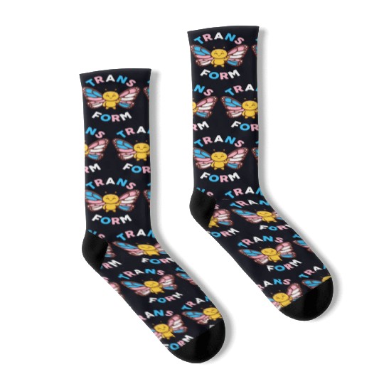 Transgender Monarch Butterfly Trans Form Kawaii Socks