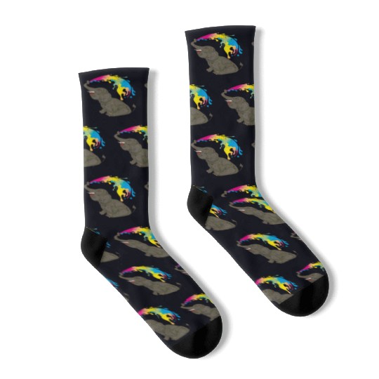 Pan flag elephant LGBT queer gift pansexual Socks