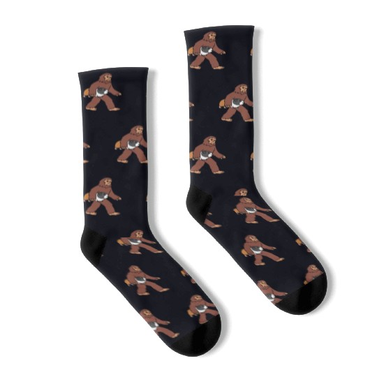 Bigfoot Sasquatch Walking Guinea Pig Socks
