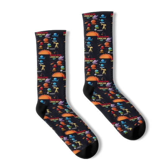 Telescope Solar System Planets Astronomy Lover Socks