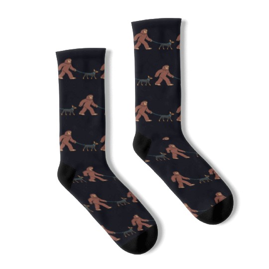 Bigfoot Sasquatch Walking Doberman Socks