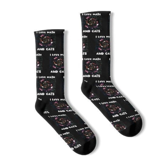 Math Kitty Cat I Love Math And Cats Mathematics Socks