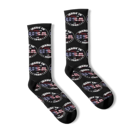 Birthday Saying Born USA 1986 Socks