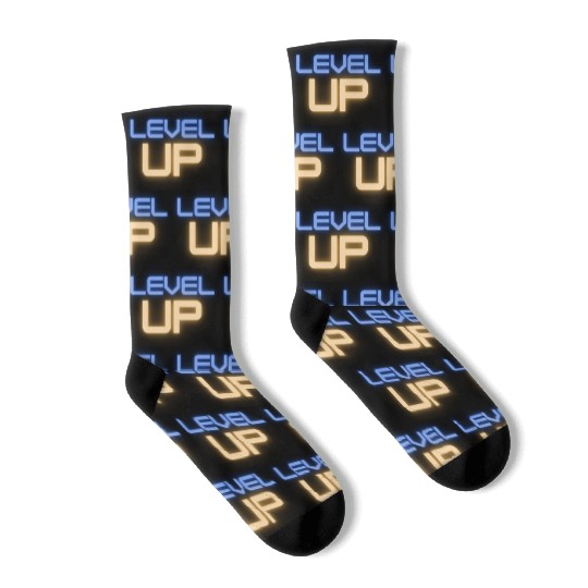 Black Level Up Neon Typography Socks
