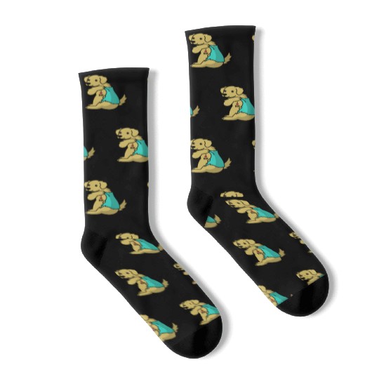 I Love Mom Tattoo Golden Retriever Socks