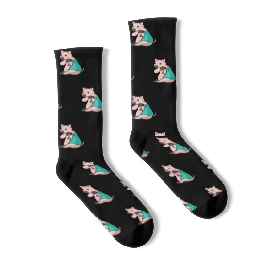 I Love Mom Tattoo Mini Pig Socks