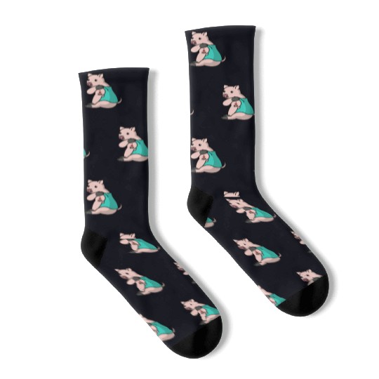 I Love Mom Tattoo Mini Pig Socks
