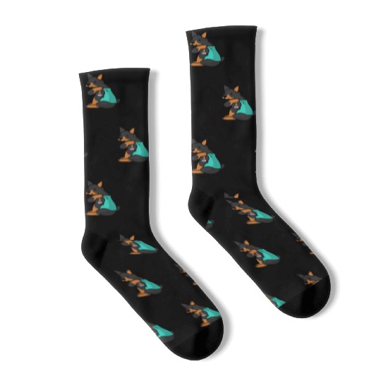 I Love Mom Tattoo Doberman Socks