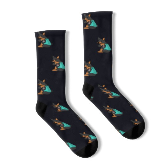 I Love Mom Tattoo Doberman Socks