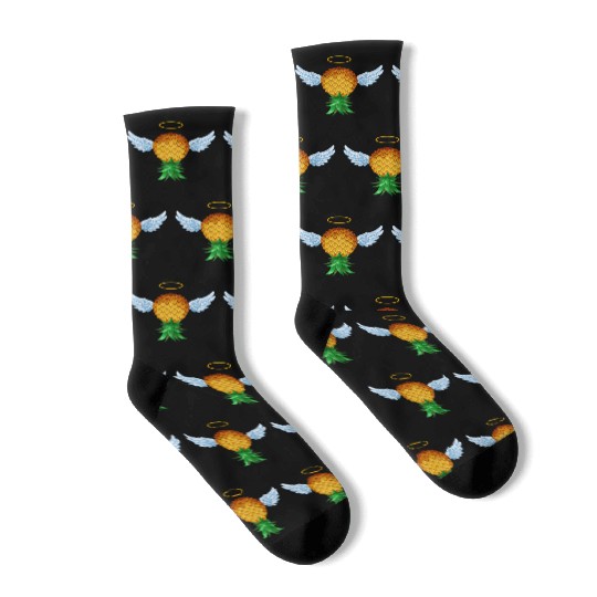 Cute Swinger Upside Down Pineapple Angel Wings Socks
