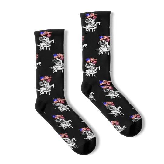4th Of July Dinosaur US Flag Dino Patriotic Day Socks