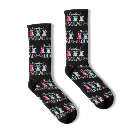 Cute Bunnies Preschool Teacher Squad Easter Day Socks
