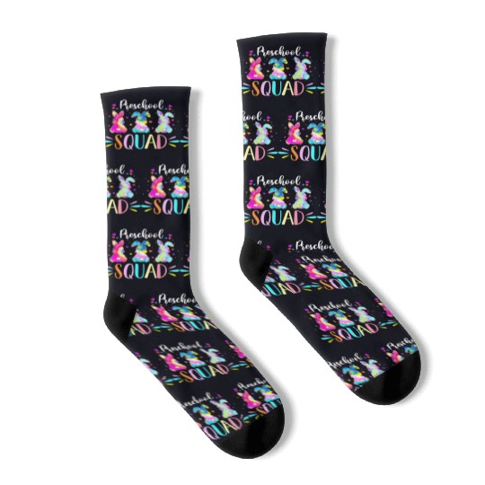 Cute Bunnies Preschool Teacher Squad Easter Day Socks