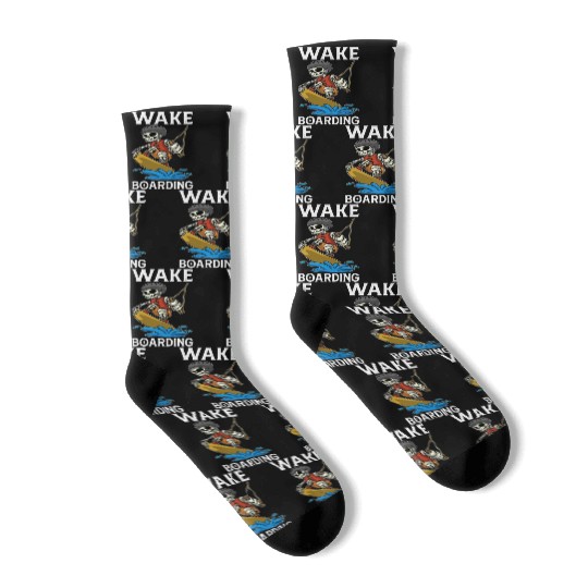 Wakeboarder Skeleton On The Wakeboarding Socks